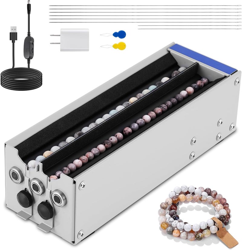 YUCHENGTECH Electric Bead Spinner Stainless Steel Beading Machine for 1.5-17MM Beads 2 Channels Electric Bracelet Spinner Bead Spinner for Jewelry Making Speed Adjustable with Spinner Needles - Image 1